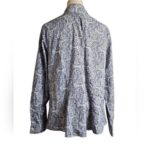 Talbots Blue and White Paisley Button Down Plus Size Unisex Shirt - Picture 4 of 6